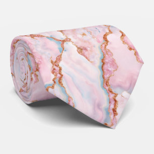 Marble Agate Trendy Blue Pink Gold Collection Tie