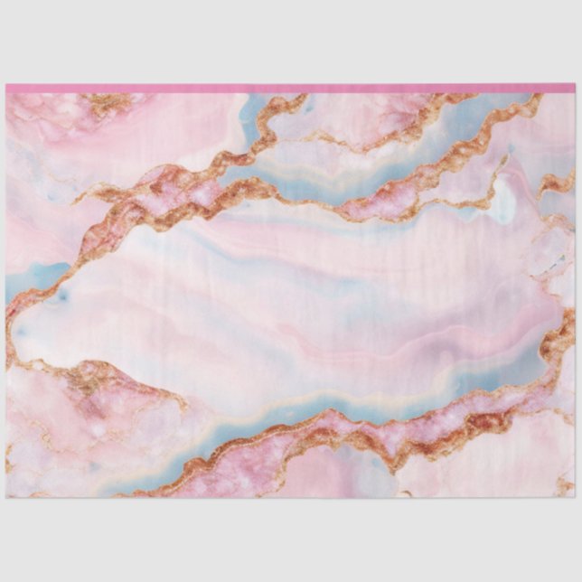 Marble Agate Trendy Blue Pink Gold Collection Tissue Paper (Front)
