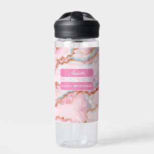 Marble Agate Trendy Blue Pink Gold Collection Water Bottle