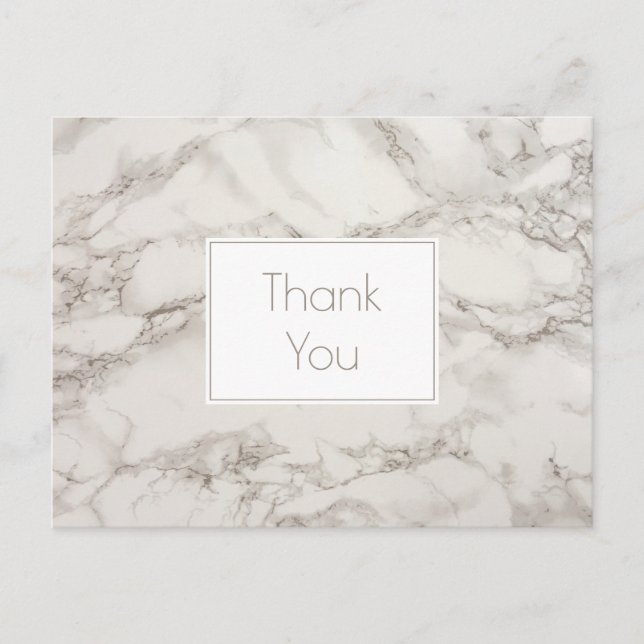 Marble Alabaster Taupe Tan Background Thank You Postcard (Front)
