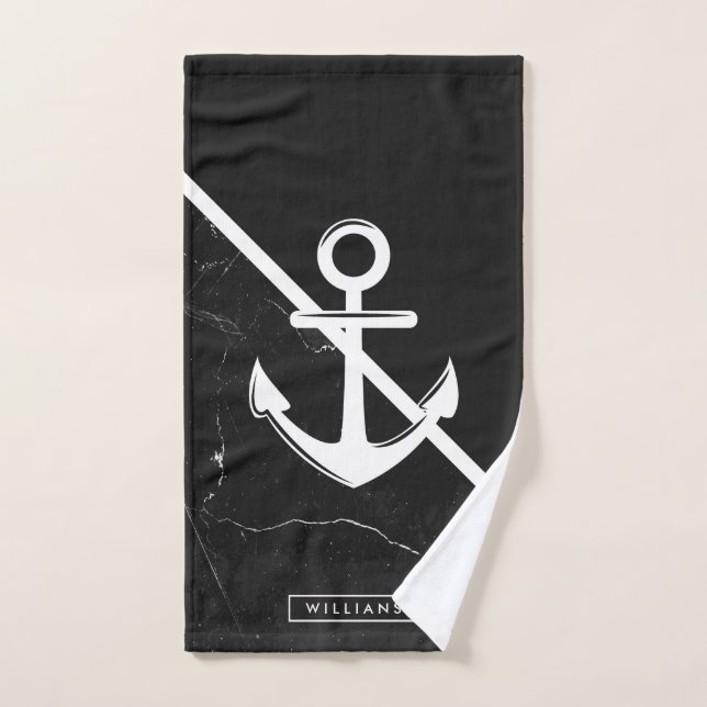Marble & Anchor Bath Towel Set (Hand Towel)
