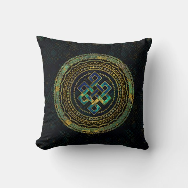 Marble and Abalone Endless Knot  in Mandala Cushion (Front)
