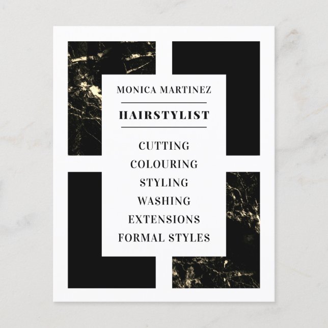 Marble and black hair salon  flyer (Front)