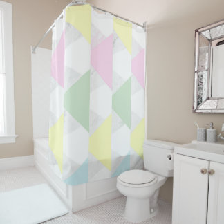 Marble and colourful triangles shower curtain
