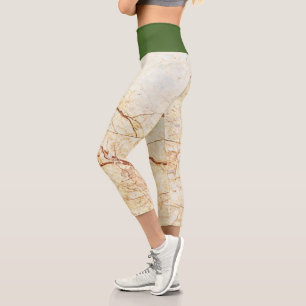 Marble And Custom Colour  Capri Leggings