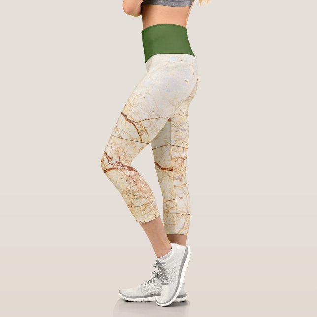 Marble And Custom Colour  Capri Leggings (Left)