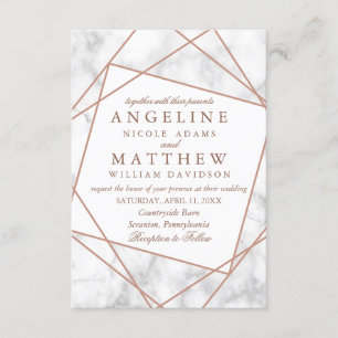 Marble and Faux Rose Gold Geometric Wedding Invite