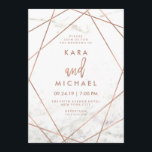 Marble and Faux Rose Gold Geometric Wedding Invite<br><div class="desc">These contemporary wedding invitations feature a white marble look background and faux rose gold geometric lines for an edgy,  modern look.</div>
