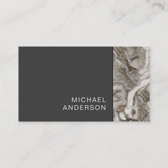 Marble and Flat Black Professional Business Card (Front)