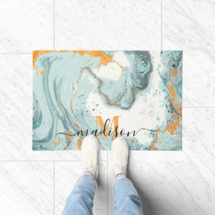 Marble and Glitter Abstract Doormat