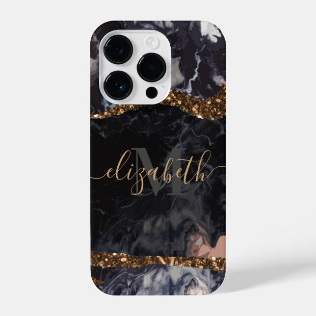 Marble and Glitter Abstract iPhone Case (Back)