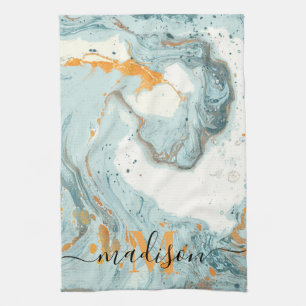 Marble and Glitter Abstract Tea Towel