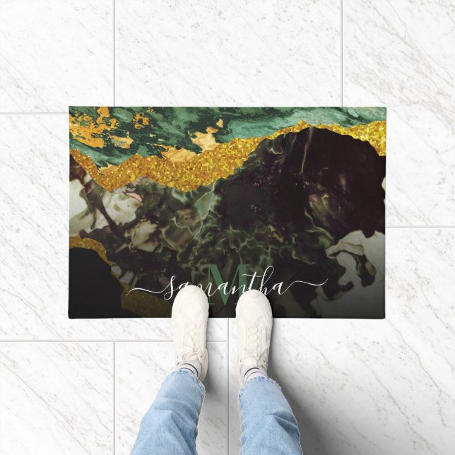 Marble and Glitter Abstract Texture Doormat (Indoor)
