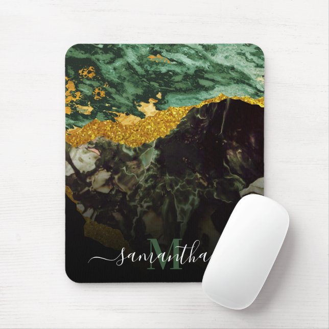 Marble and Glitter Abstract Texture Mouse Mat (With Mouse)