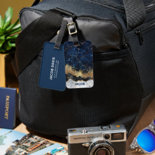 Marble and Glitter Luggage Tag