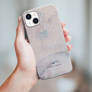 Marble and Glitter Printed Texture iPhone 15 Pro Max Case
