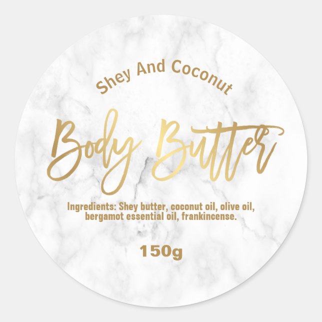 Marble And Gold Body Butter Labels (Front)