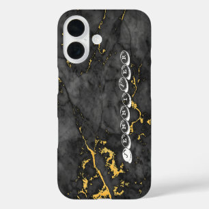 Marble and Gold iPhone 16 Case