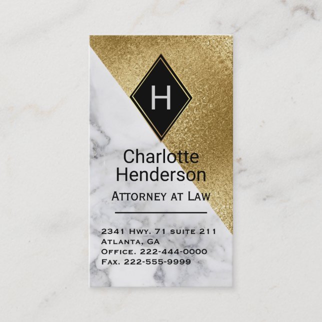 Marble and Gold Custom Business Card (Front)