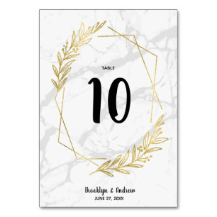 Marble And Gold Effect Wedding Table Numbers