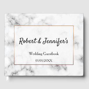Marble and gold elegant wedding guest book