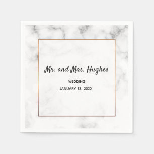 Marble and gold elegant wedding napkin