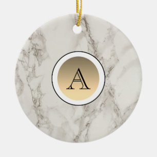 Marble and Gold Initial Elegant Ceramic Tree Decoration