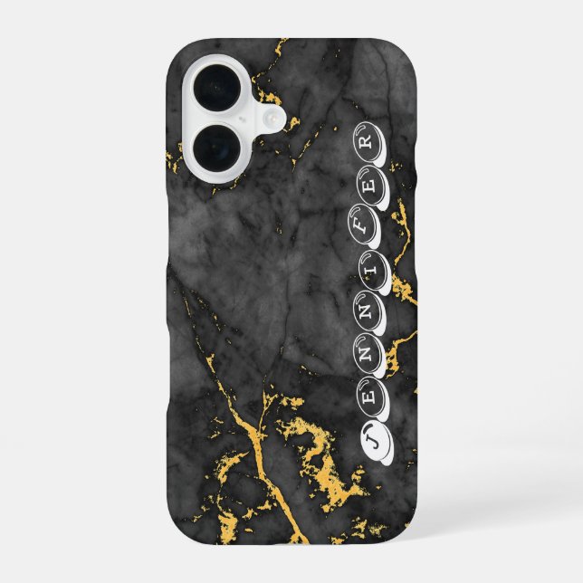 Marble and Gold iPhone 16 Case (Back)