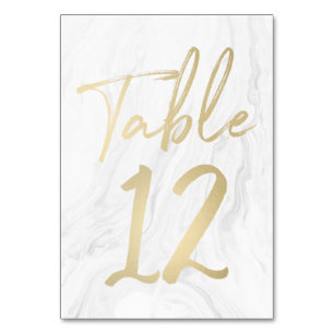 Marble and Gold Script Table Number Card 12