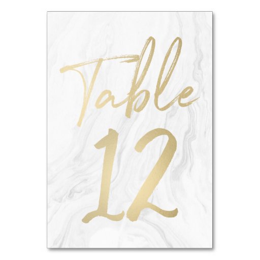 Image of Marble and Gold Script | Table Number Card 12