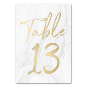 Marble and Gold Script Table Number Card 13