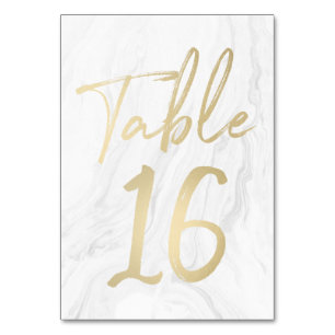 Marble and Gold Script Table Number Card 16
