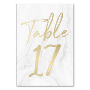 Marble and Gold Script Table Number Card 17
