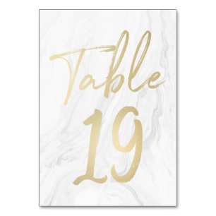 Marble and Gold Script Table Number Card 19
