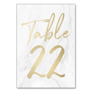 Marble and Gold Script Table Number Card 22
