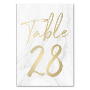 Marble and Gold Script Table Number Card 28