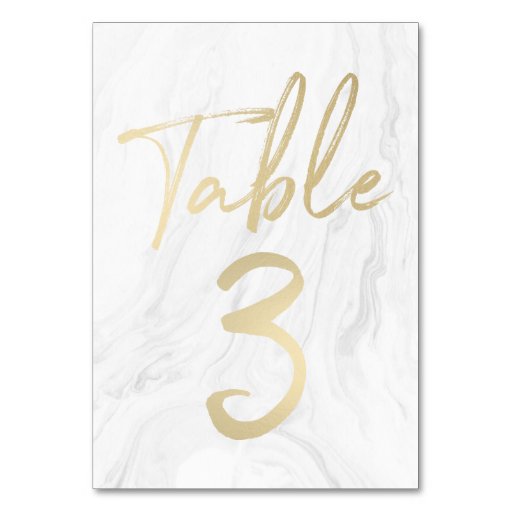 Image of Marble and Gold Script | Table Number Card 3