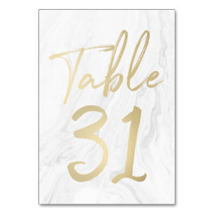 Marble and Gold Script Table Number Card 31
