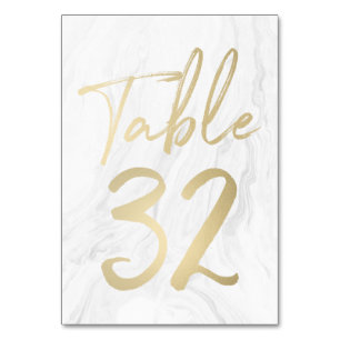 Marble and Gold Script Table Number Card 32
