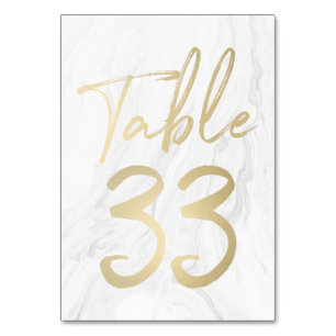 Marble and Gold Script Table Number Card 33