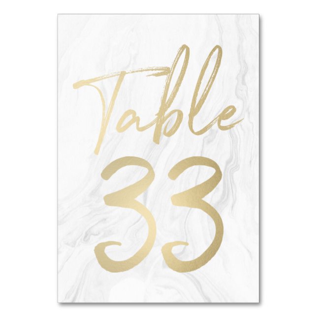 Marble and Gold Script | Table Number Card 33 (Front)
