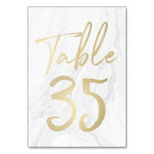 Marble and Gold Script Table Number Card 35