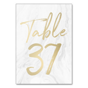 Marble and Gold Script Table Number Card 37