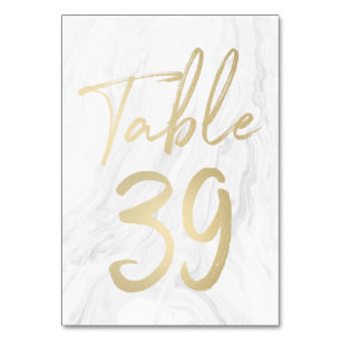 Marble and Gold Script Table Number Card 39