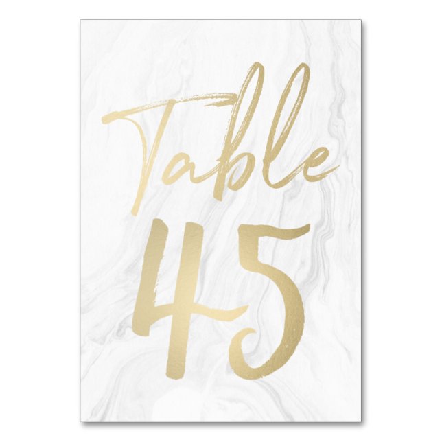 Marble and Gold Script | Table Number Card 45 (Front)