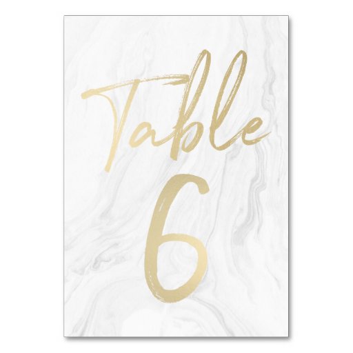 Image of Marble and Gold Script | Table Number Card 6