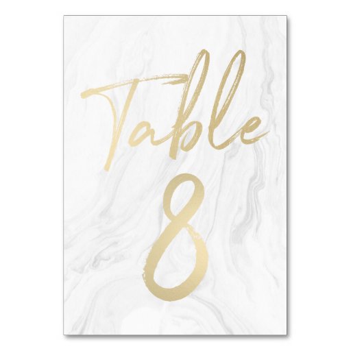 Image of Marble and Gold Script | Table Number Card 8
