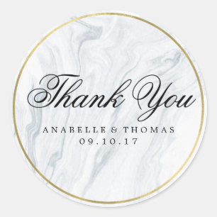 Marble and Gold Wedding Classic Round Sticker