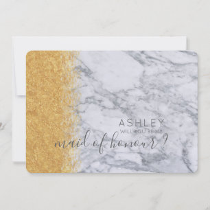 Marble and Gold Will You Be My Maid of Honour Name Invitation