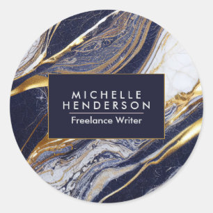 Marble and Golden Foil Classic Round Sticker